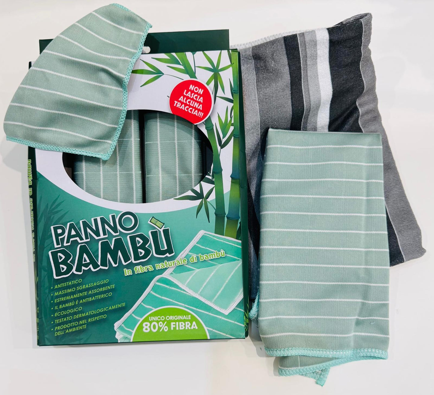 Panno in bambù x5 panni 3x vetri 1x pavimenti 1x occhiali