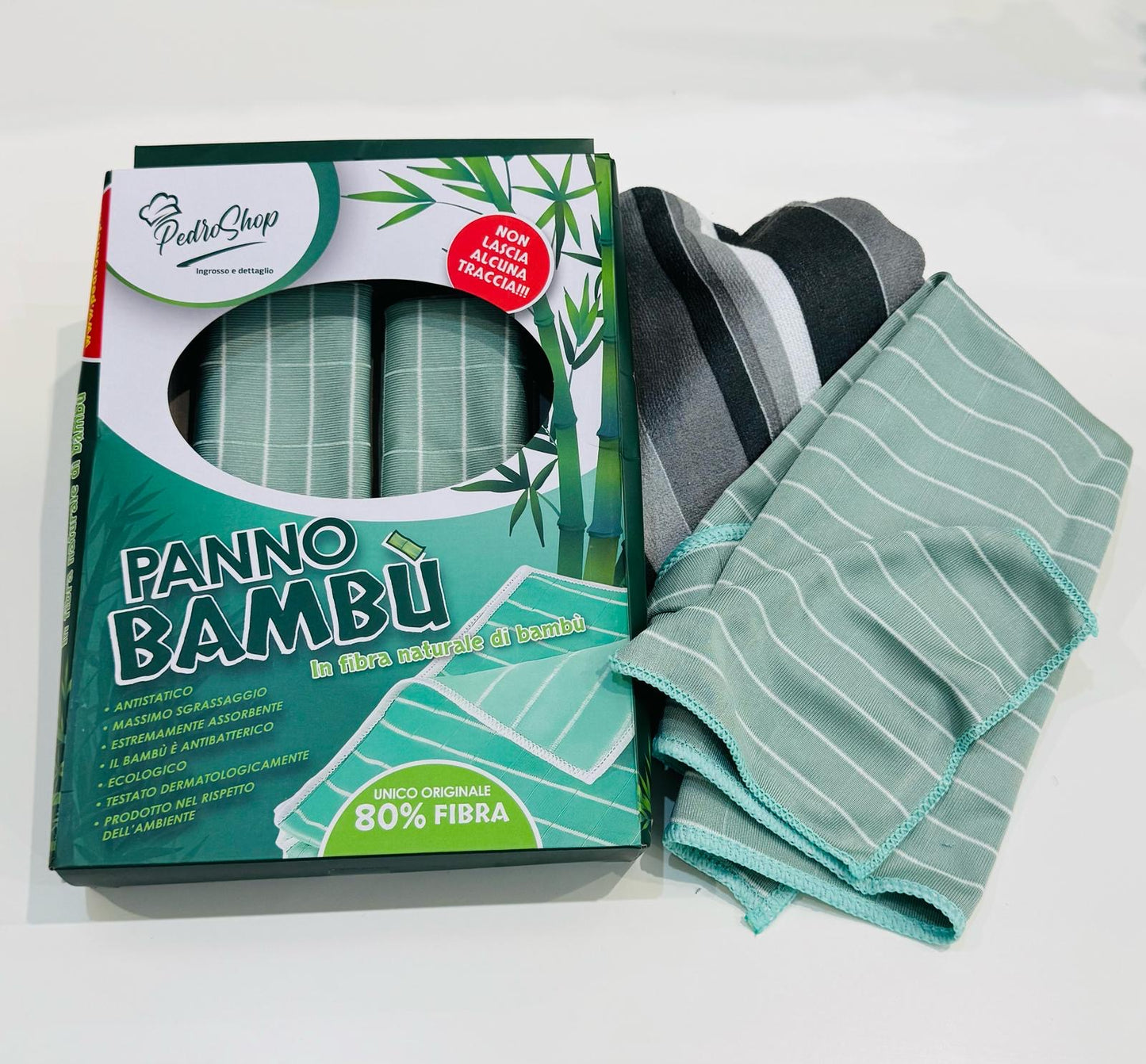 Panno in bambù x5 panni 3x vetri 1x pavimenti 1x occhiali