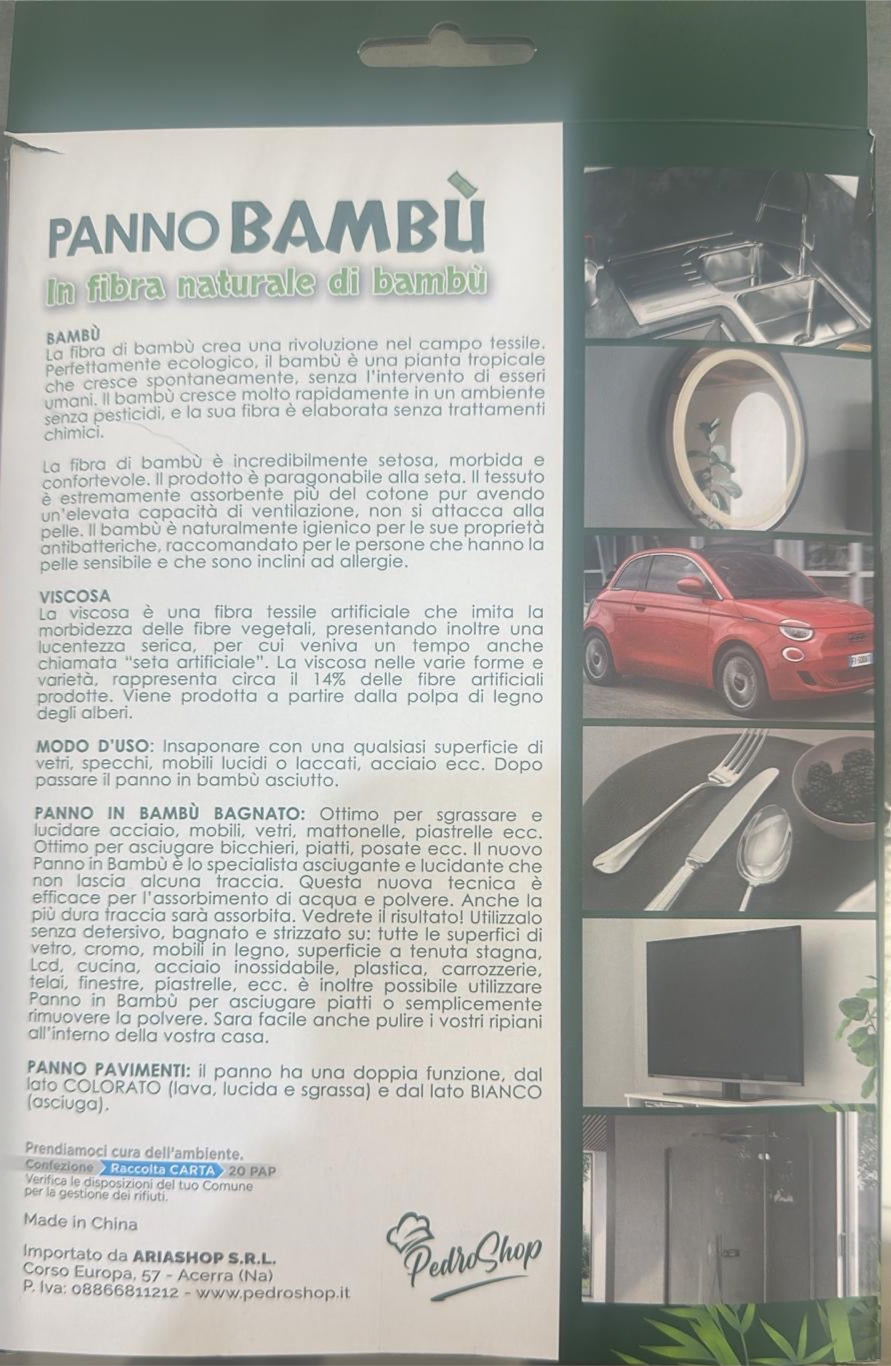 Panno in bambù x5 panni 3x vetri 1x pavimenti 1x occhiali
