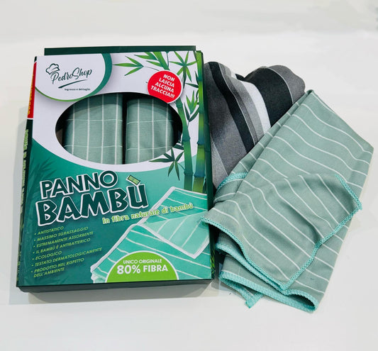 Panno in bambù x5 panni 3x vetri 1x pavimenti 1x occhiali