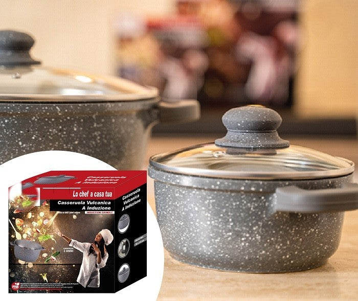 casseruola vulcanica a induzione con coperchio