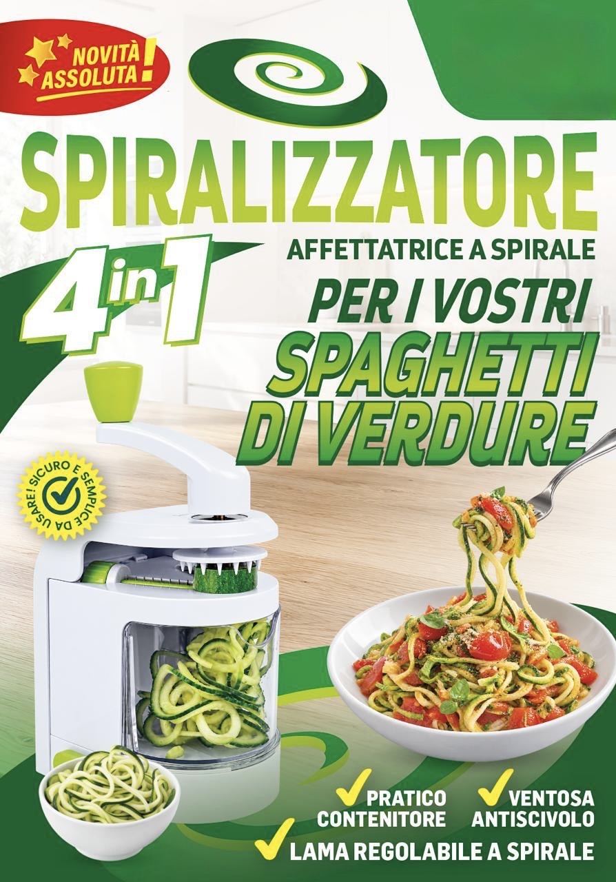 Spiralizzatore 4 in 1 per spaghetti e tagli alla julienne