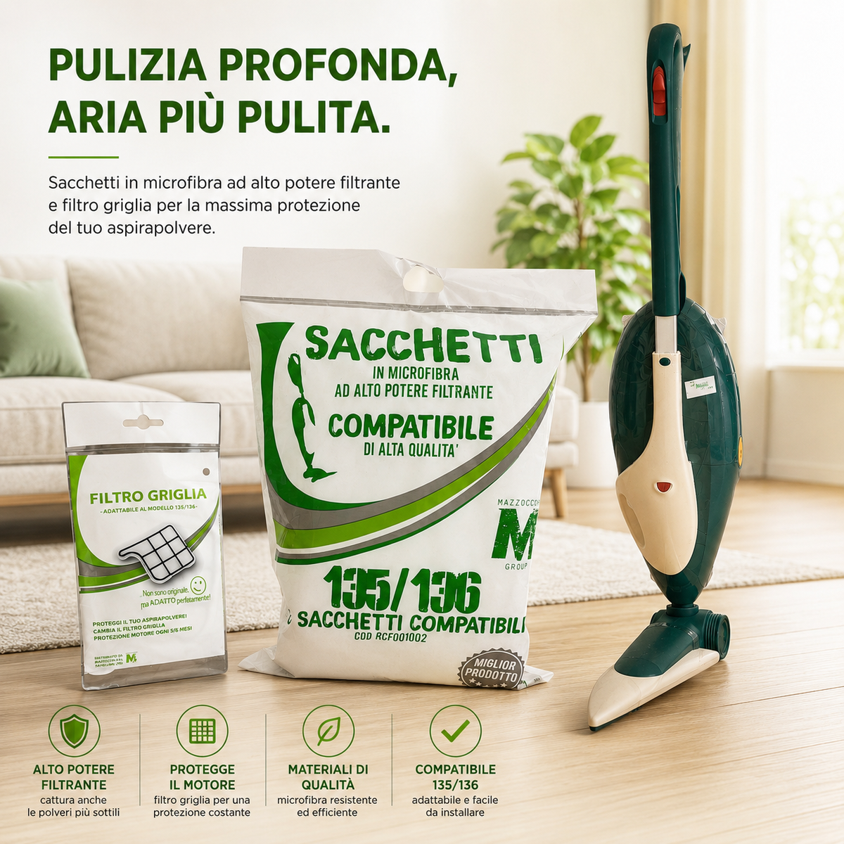 folletto vk 135+sacchetti+ filtro griglia+ filtro hepa in omaggio
