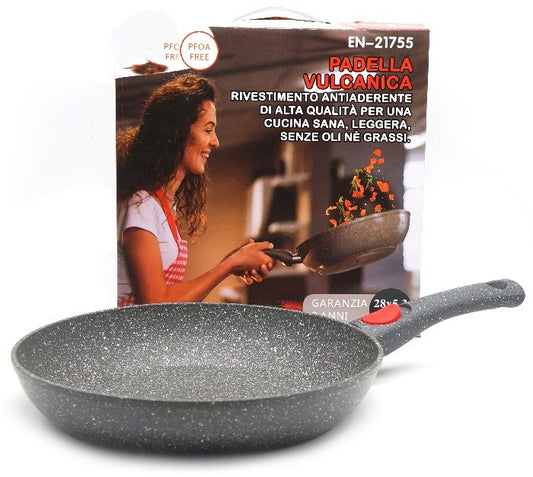 padella vulcanica bassa a induzione con manico estraibile