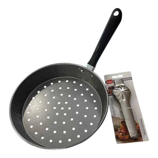 PADELLA PER CASTAGNE +IN OMAGGIO TAGLIA CASTAGNE